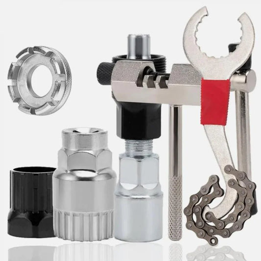 Bicycle Repair Tool Kit Bike Chain Breaker Spoke Wrench Bottom Bracket & Freewheel Remover Chain Hook